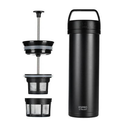 Espro P0 Ultralight Isolierter French Press Trinkbecher mit Dualfilter System, 470ml