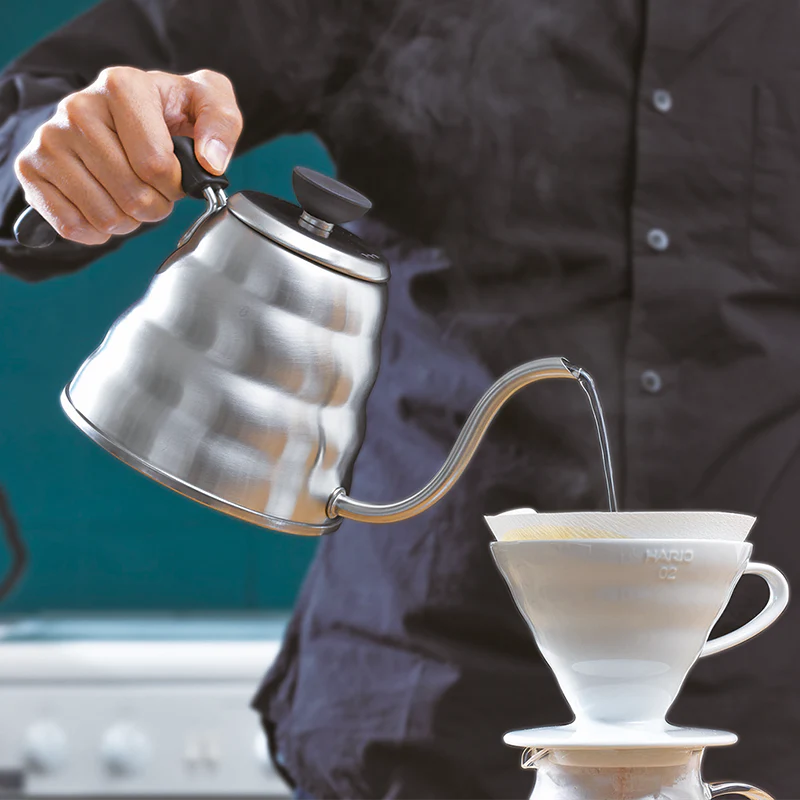 Hario V60 Buono Pour Over Edelstahl Wasserkessel Plus, 1.2l